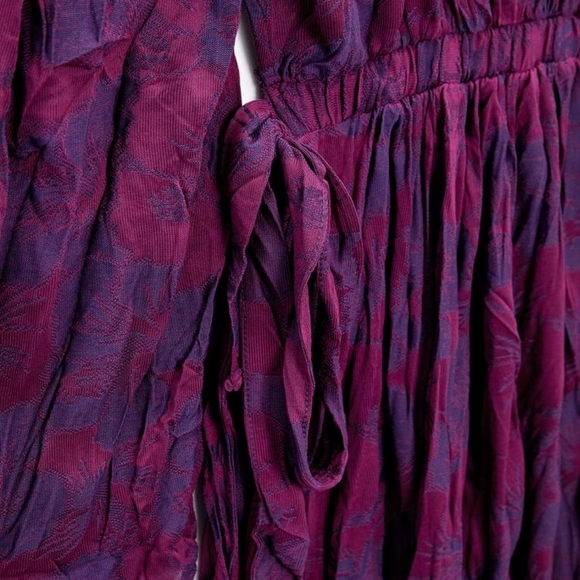 ZARA  Purple Wrinkled Jacquard Maxi Dress Size Small - Picture 3 of 15